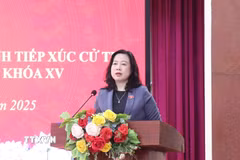 Bộ trưởng Bộ Y tế Đào Hồng Lan phát biểu tại buổi tiếp xúc cử tri. (Ảnh: TTXVN)
