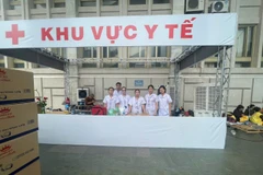 Khu vực y tế để xử lý, cấp cứu người bệnh để bảo đảm công tác y tế phục vụ Đại lễ Vesak. (Ảnh: PV/Vietnam+)