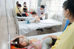 Tại Khoa Nhi Bệnh viện Bệnh nhiệt đới Trung ương đang điều trị cho hơn 50 bệnh nhi mắc cúm A. (Ảnh: Minh Quyết/TTXVN)