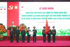 Bệnh viện Quân y 103 đón nhận danh hiệu Anh hùng Lực lượng vũ trang nhân dân lần thứ tư. (Ảnh: PV/Vietnam+)