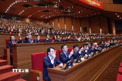 Đại biểu biểu quyết tại Đại hội. (Ảnh: TTXVN)