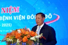 Thứ trưởng Bộ Y tế Đỗ Xuân Tuyên phát biểu tại buổi lễ. (Ảnh: PV/Vietnam+)
