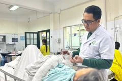 Bác sỹ thăm khám cho bệnh nhân. (Ảnh: PV/Vietnam+)