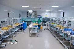 Nhân viên y tế chăm sóc cho trẻ sơ sinh. (Ảnh: TTXVN)