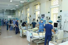 Chăm sóc bệnh nhân tại đơn vị Cấp cứu và Hồi sức tích cực Viện Tim mạch, Bệnh viện Bạch Mai. (Ảnh: PV/Vietnam+)