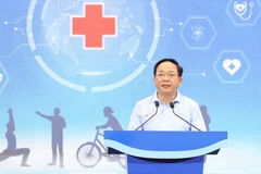 Ủy viên Bộ Chính trị, Bí thư Trung ương Đảng, Trưởng Ban Tuyên giáo và Dân vận Trung ương Trịnh Văn Quyết phát biểu tại buổi lễ. (Ảnh: PV/Vietnam+)