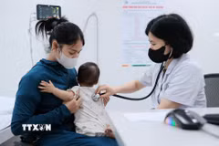 Việc phát hiện sớm bệnh tay chân miệng và đưa trẻ đi khám kịp thời được xem là yếu tố quan trọng giúp giảm tỷ lệ biến chứng nặng. (Ảnh: Minh Quyết/TTXVN)