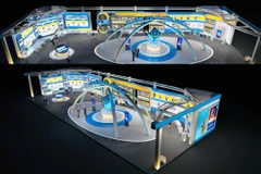 Phối cảnh khu triển lãm thành tựu Khoa học, Công nghệ, Đổi mới sáng tạo và Chuyển đổi số do Bộ Khoa học và Công nghệ chủ trì.