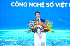 Thứ trưởng Bộ Khoa học và Công nghệ Bùi Hoàng Phương nhấn mạnh việc VINASA ra mắt bản đồ doanh nghiệp công nghệ số Việt Nam của VINASA, có lẽ là một hoạt động hết sức ý nghĩa. (Ảnh: PV/Vietnam+)