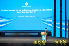 Bộ trưởng Khoa học và Công nghệ Nguyễn Mạnh Hùng phát biểu tại sự kiện. (Ảnh: Minh Sơn/Vietnam+)