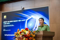 Đại tướng Lương Tam Quang - Bộ trưởng Bộ Công an phát biểu tại Lễ kỷ niệm. (Ảnh: Minh Sơn/Vietnam+)
