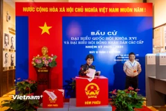 Các điểm di tích của phường Hoàn Kiếm được trưng dụng làm khu vực bỏ phiếu, nhằm phát huy giá trị di tích trong bầu cử. (Ảnh: Minh Sơn/Vietnam+)