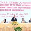 Ban Tuyên giáo và Dân vận Trung ương tổ chức Họp báo quốc tế công bố dự thảo các văn kiện trình Đại hội đại biểu toàn quốc lần thứ XIV của Đảng để lấy ý kiến nhân dân. (Ảnh: Phương Hoa/TTXVN)