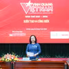 Bà Thái Thu Xương, Phó Chủ tịch Tổng Liên đoàn Lao động Việt Nam cung cấp thông tin về chương trình. (Ảnh: PV/Vietnam+)
