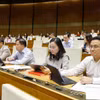 Đoàn đại biểu Quốc hội Thành phố Hải Phòng dự phiên họp. (Ảnh: Doãn Tấn/TTXVN)