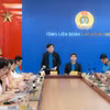 Ông Nguyễn Xuân Hùng, Phó Chủ tịch Tổng Liên đoàn Lao động Việt Nam chia sẻ thông tin về khởi công các dự án nhà ở xã hội cho công nhân thuê. (Ảnh: CTV/Vietnam+)