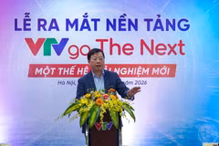 Ông Nguyễn Thanh Lâm, Ủy viên Ban Chấp hành Trung ương Đảng, Tổng Giám đốc Đài Truyền hình Việt Nam tại buổi ra mắt nền tảng VTVgo The Next. (Ảnh: CTV/Vietnam+)