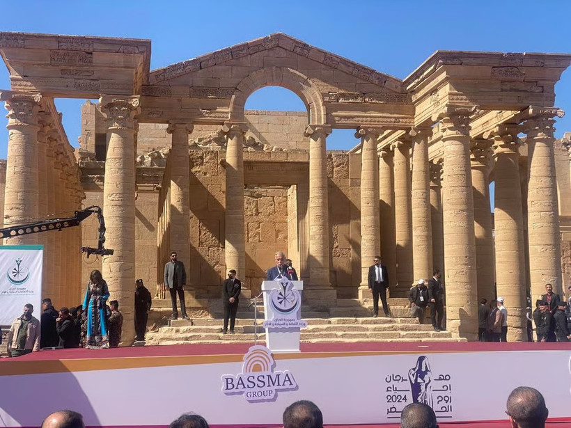 Tổng thống Iraq Abdul Latif Rashid phát biểu tại lễ khai mạc Lễ hội Quốc tế Hatra. (Nguồn: 964Media)