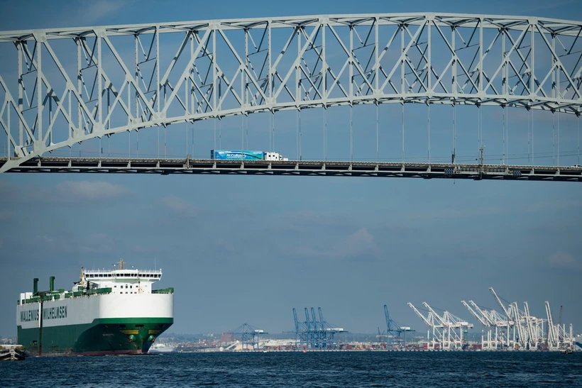 Cây cầu Francis Scott Key ở Baltimore, Maryland, Mỹ. (Ảnh: AFP/TTXVN)
