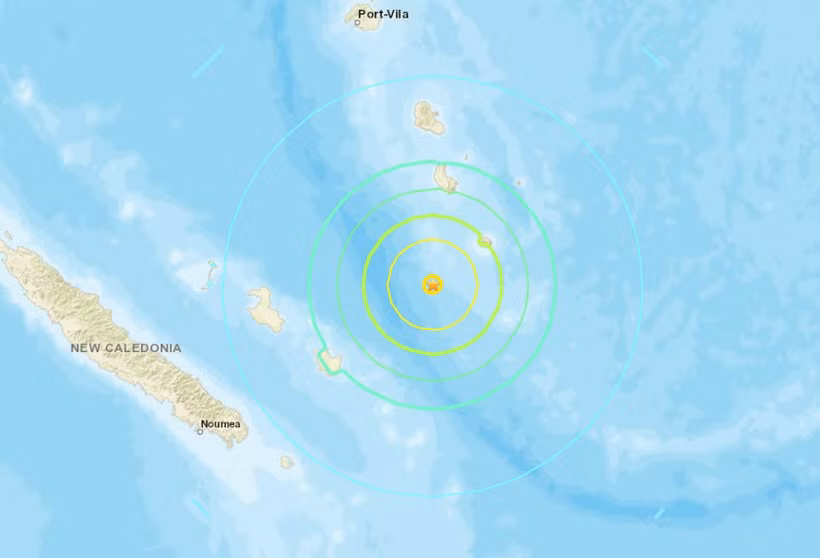 Địa điểm xảy ra trận động đất ở Vanuatu. (Nguồn: USGS)