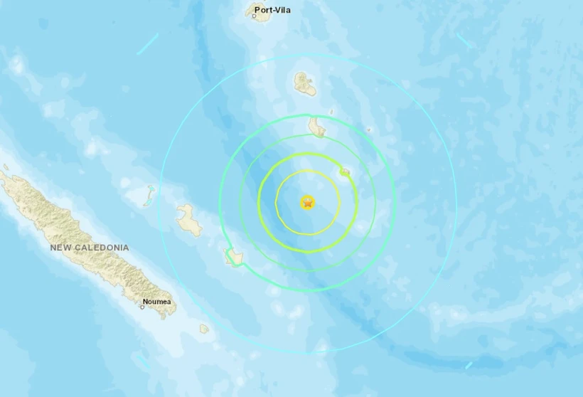 Địa điểm xảy ra trận động đất ở Vanuatu. (Nguồn: USGS)