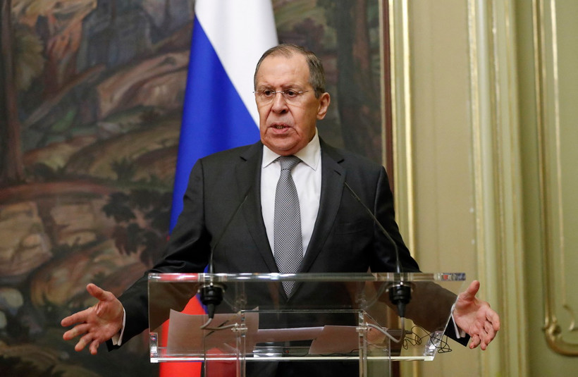 Ngoại trưởng Sergei Lavrov tại cuộc họp báo ở Moskva, Nga. (Ảnh: AFP/TTXVN)