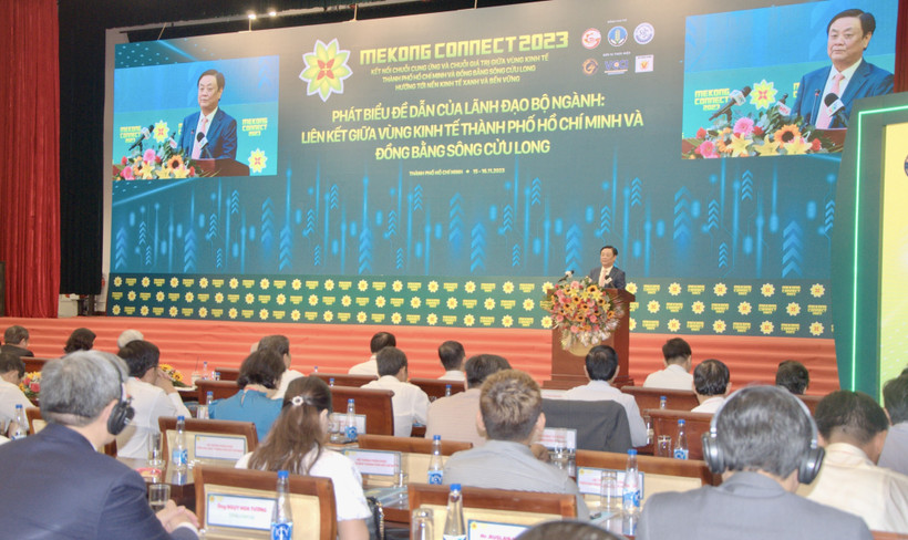 Quang cảnh Phiên toàn thể Diễn đàn Mekong Connect 2023. (Ảnh: Xuân Anh/TTXVN)