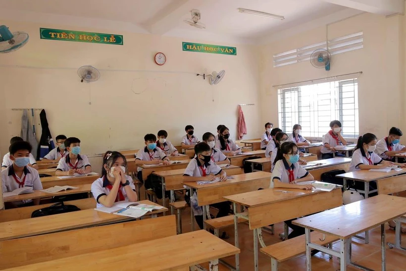 Mỗi lớp học phải đảm bảo khoảng cách an toàn theo quy định. (Ảnh:Kim Há/TTXVN)