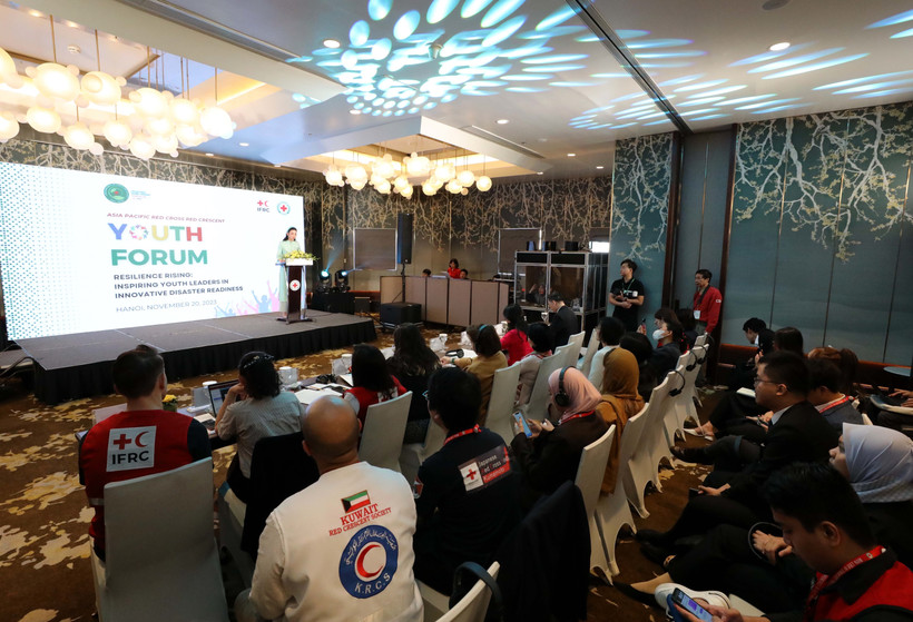 Quang cảnh diễn đàn thanh niên Chữ thập Đỏ-Trăng lưỡi liềm Đỏ quốc tế khu vực châu Á-Thái Bình Dương lần thứ 11. (Ảnh: Nhật Anh/TTXVN)