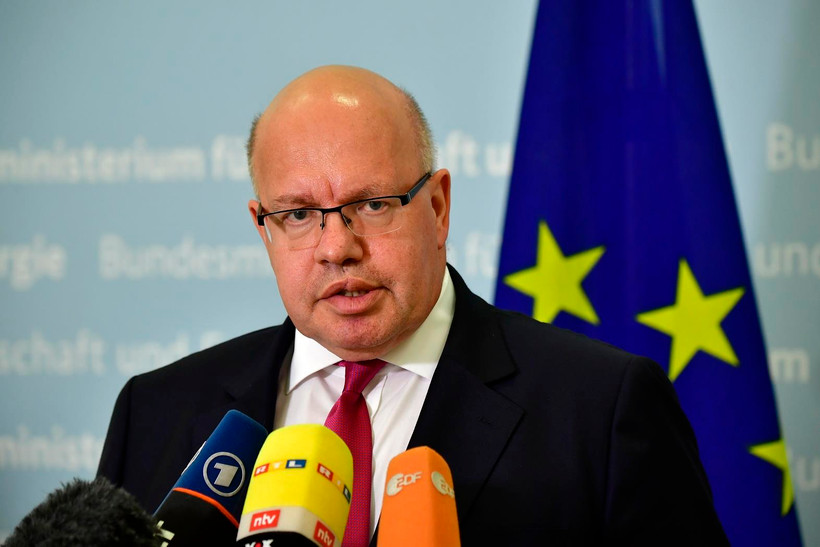 Bộ trưởng Kinh tế Đức Peter Altmaier phát biểu trong cuộc họp báo tại thủ đô Berlin. (Ảnh: AFP/TTXVN)