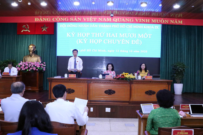 Quang cảnh Kỳ họp thứ 21, Hội đồng nhân dân Thành phố Hồ Chí Minh khóa IX. (Ảnh: Xuân Khu/TTXVN)