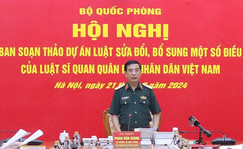 Đại tướng Phan Văn Giang phát biểu tại hội nghị. (Ảnh: Hồng Pha/TTXVN phát)