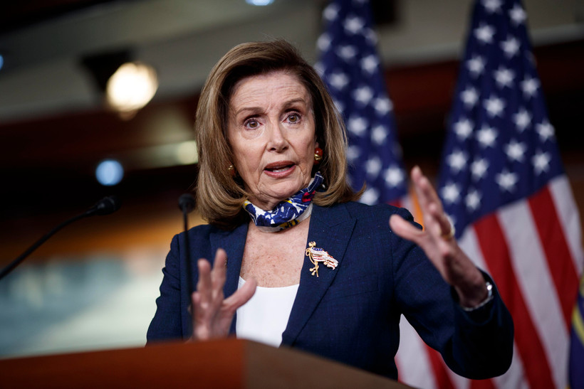 Chủ tịch Hạ viện Mỹ Nancy Pelosi phát biểu tại cuộc họp báo ở Washington, DC ngày 10/9/2020. (Ảnh: THX/TTXVN)