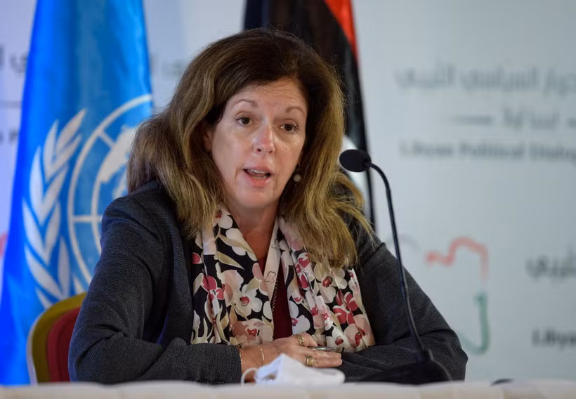 Đại diện đặc biệt của Tổng thư ký Liên hợp quốc về Libya, bà Stephanie Williams phát biểu tại Tunis, Tunisia ngày 11/11/2020. (Ảnh: AFP/TTXVN)