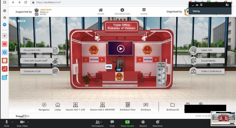 Gian hàng của Việt Nam tại hội chợ ảo. (Ảnh: Huy Lê/TTXVN)