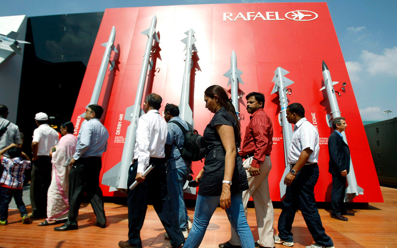 Tên lửa của tập đoàn Rafael, Israel tham gia triển lãm vũ khí tại Ấn Độ. (Nguồn: AP)