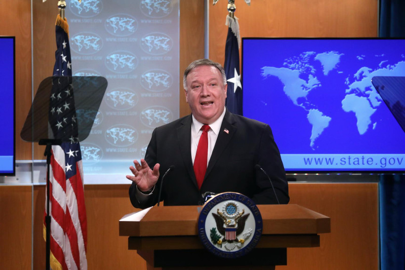 Ngoại trưởng Mỹ Mike Pompeo tại cuộc họp báo ở Washington,DC. (Ảnh: AFP/TTXVN)