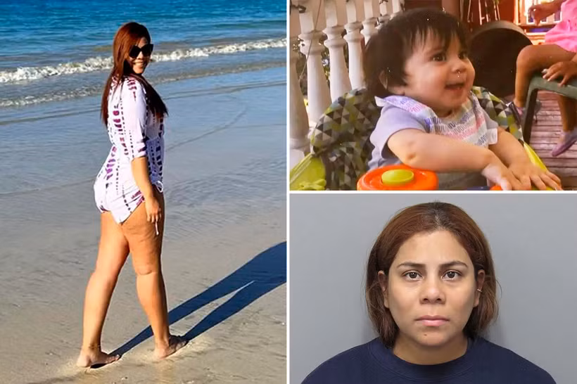 Hình ảnh người mẹ đi du lịch và để mặc con gái chết đói ở nhà. (Nguồn: New York Post)