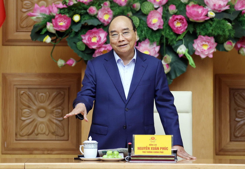 Thủ tướng Nguyễn Xuân Phúc phát biểu tại buổi tiếp. (Ảnh: Thống Nhất/TTXVN)