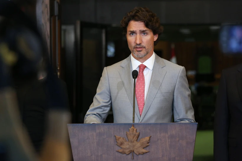 Thủ tướng Canada Justin Trudeau phát biểu tại cuộc họp báo ở Ottawa ngày 30/10/2020. (Ảnh: AFP/TTXVN)