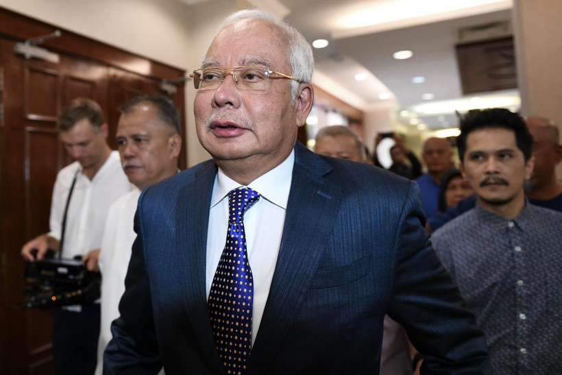 Cựu Thủ tướng Najib Razak tới tòa án ở Kuala Lumpur, Malaysia, ngày 19/8/2019. (Ảnh: AFP/TTXVN)
