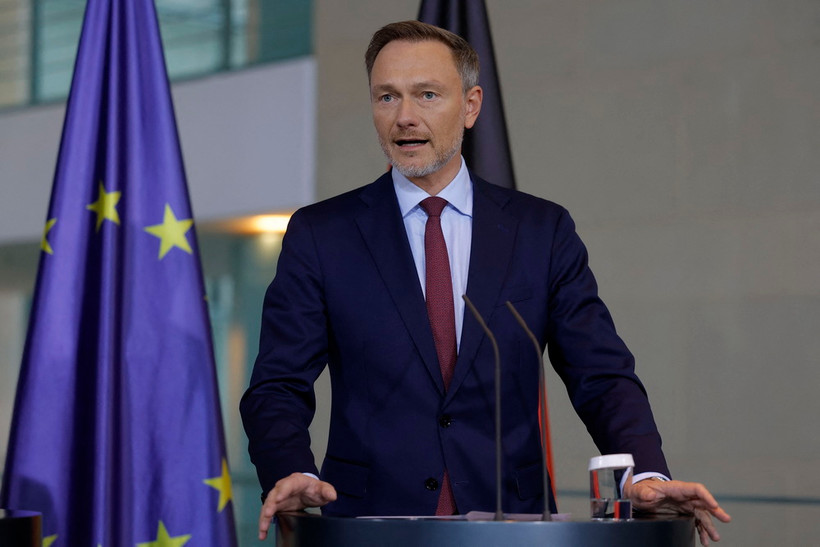 Bộ trưởng Tài chính Đức Christian Lindner trong cuộc họp báo tại Berlin, ngày 15/11/2023. (Ảnh: AFP/TTXVN)