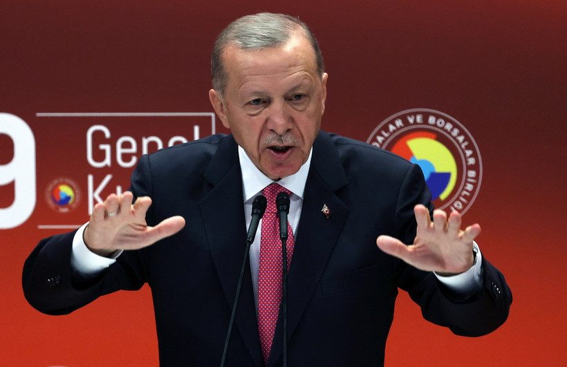 Tổng thống Thổ Nhĩ Kỳ Recep Tayyip Erdogan phát biểu tại Ankara ngày 30/5/2023. (Ảnh: AFP/TTXVN)