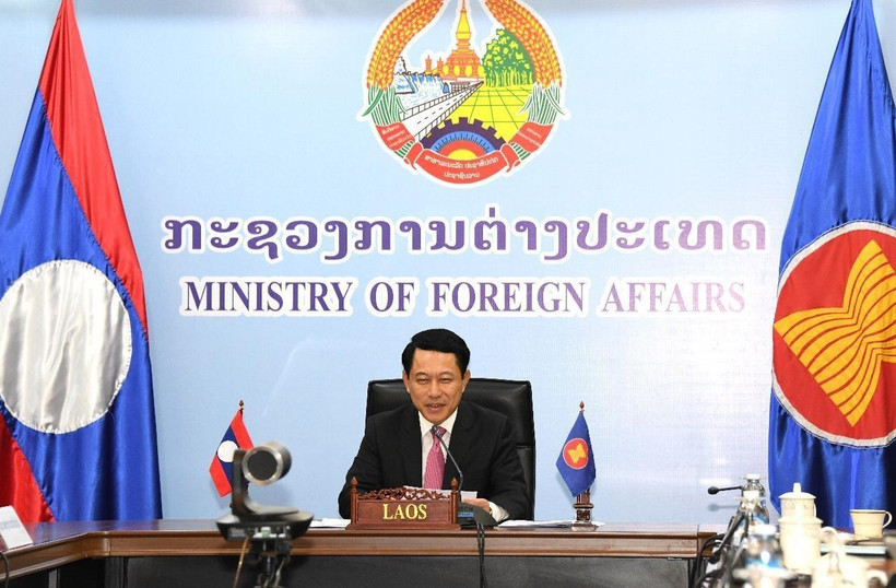 Bộ trưởng Bộ Ngoại giao Lào Saleumsay Kommasith tham dự Hội nghị AMM 53 và các hội nghị liên quan theo hình thức trực tuyến. (Ảnh: KPL)