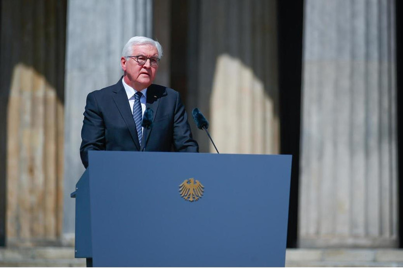 Tổng thống Đức Walter Steinmeier phát biểu tại buổi lễ kỷ niệm Ngày Chiến thắng tại Berlin. (Nguồn: Reuters)