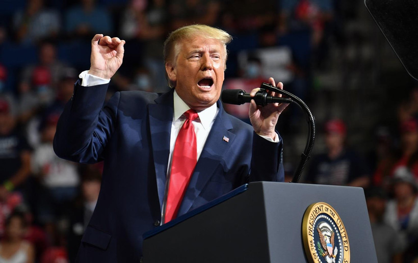 Tổng thống Mỹ Donald Trump phát biểu trong cuộc vận động tranh cử ở Tulsa, bang Oklahoma ngày 20/6/2020. (Ảnh: AFP/TTXVN)