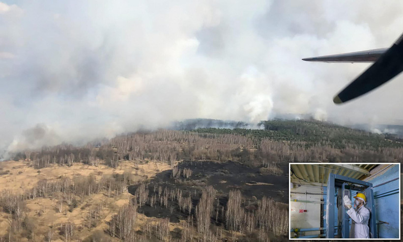 Đám cháy rừng gần nhà máy điện hạt nhân Chernobyl. (Nguồn: AP)