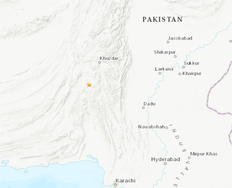 Địa điểm xảy ra động đất tại Pakistan. (Nguồn: USGS)
