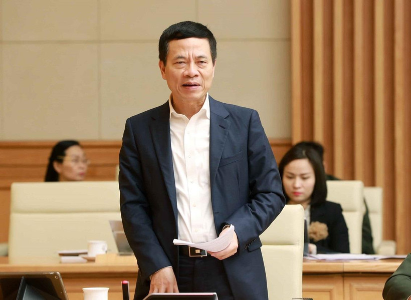 Bộ trưởng Bộ Thông tin và Truyền thông Nguyễn Mạnh Hùng phát biểu. (Ảnh: Doãn Tấn/TTXVN)