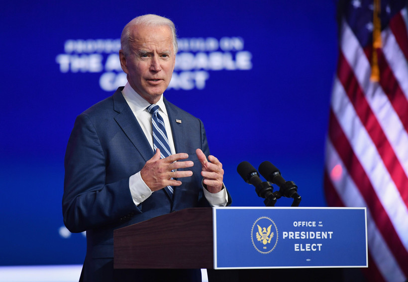 Ứng cử viên Tổng thống Mỹ của đảng Dân chủ Joe Biden phát biểu tại một sự kiện ở Wilmington, bang Delaware ngày 10/11/2020. (Ảnh: AFP/TTXVN)